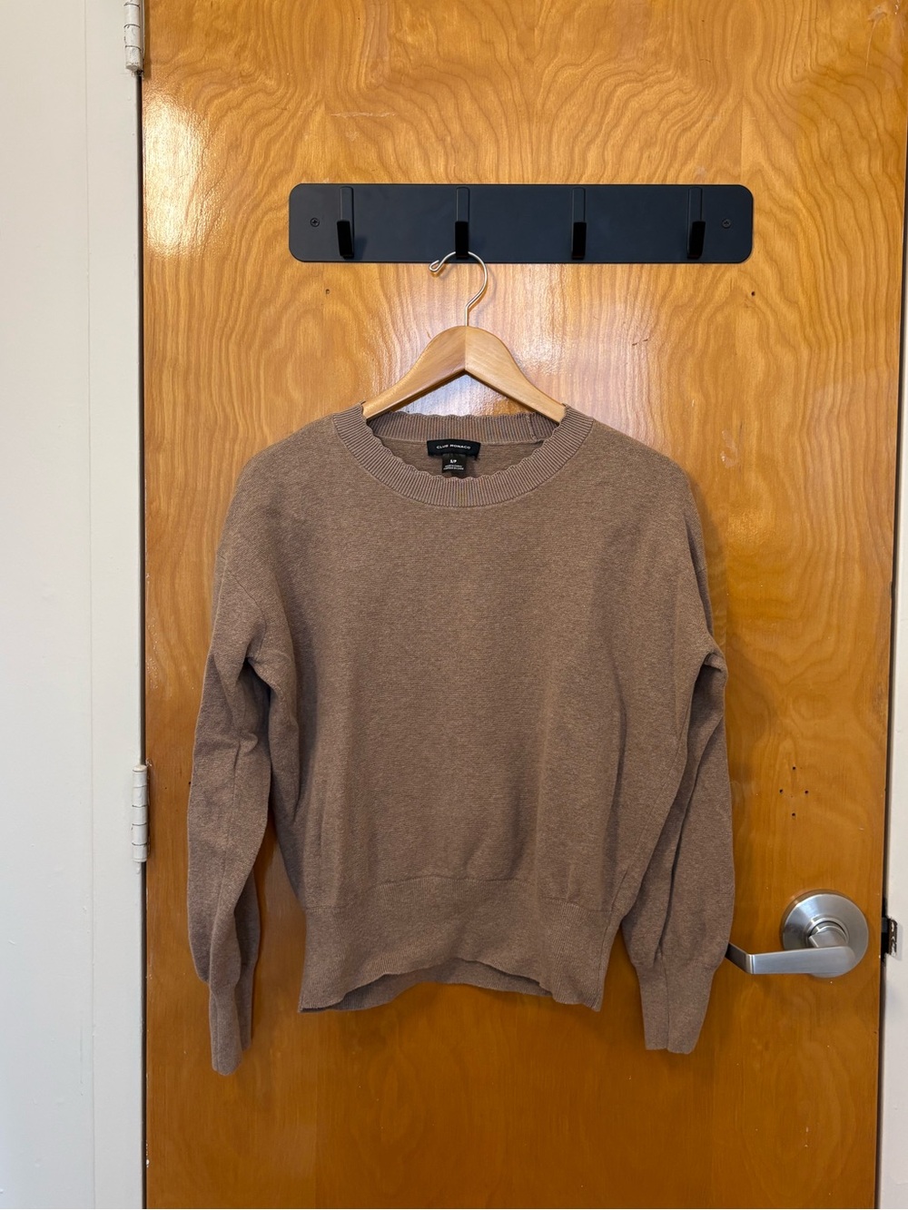 Club Monaco brown scalloped neck sweater